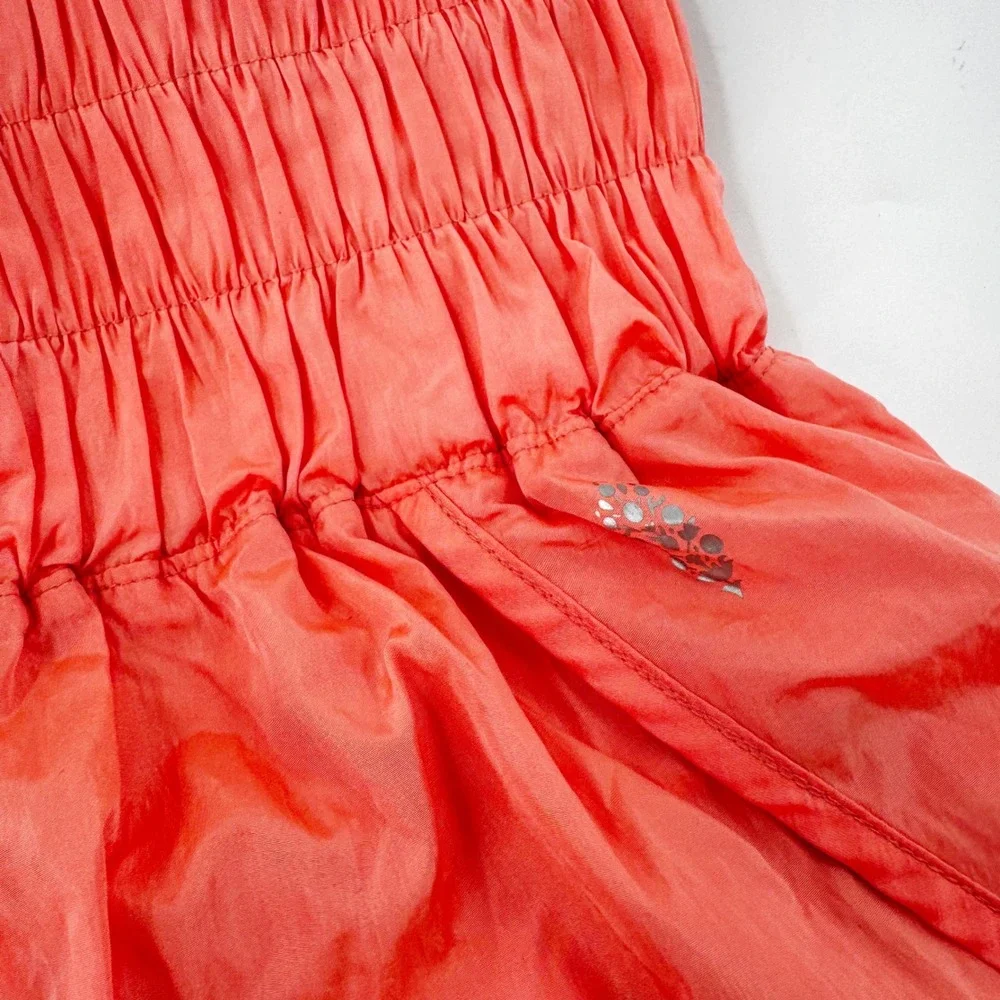 Free People Movement The Way Home Shorts‎ Coral Orange High Waist Smocked XS